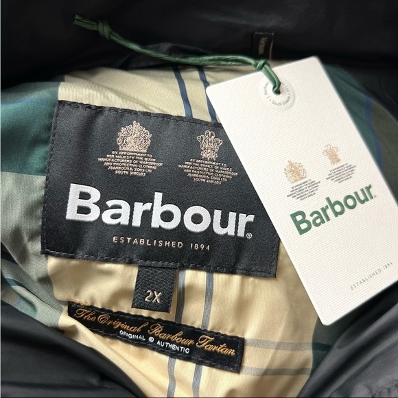 NWT BARBOUR Hoxa Diamond Quilted High Neck Drawcord Waist Slim Puffer Coat 2X - Picture 7 of 9